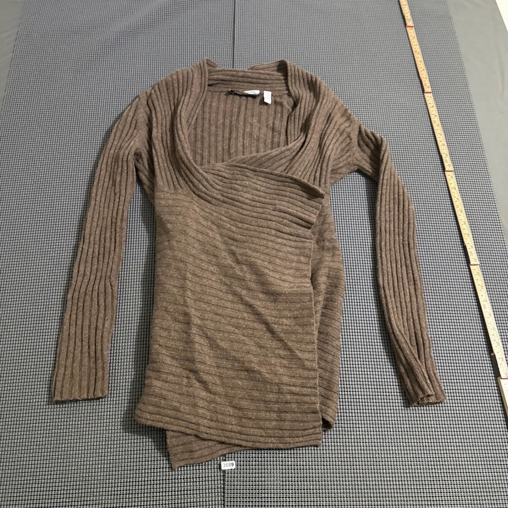 Autumn Cashmere Bergdorf Goodman Brown Ribbed Wrap Sweater Women Size S
